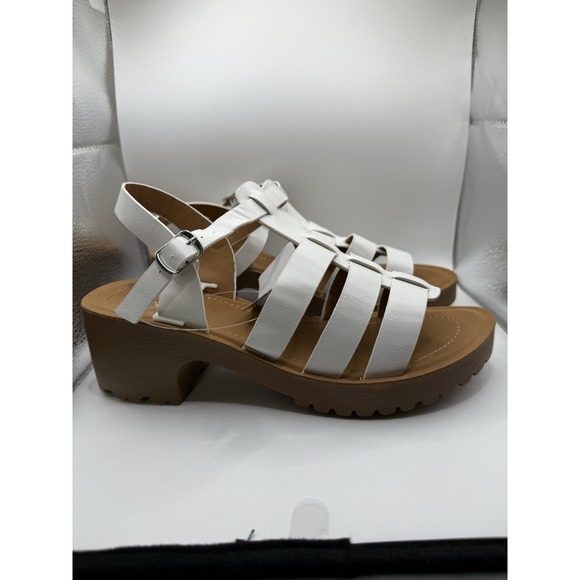 Yoki Shoes - YOKI Everly White Strap Heel Sandal Buckle Size 6.5